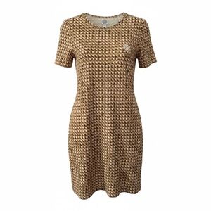 Tory Burch Basket Weave T-Shirt Dress yellow/brown multicolor cotton size large